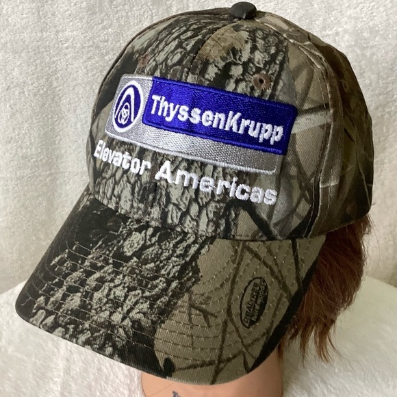 THYSSENKRUPP Elevator Americas Realtree Hardwoods Camo Baseball Cap Sewn Hat NEW